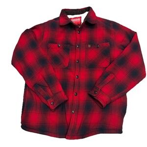 Coleman Sherpa Lined Flannel Shirt Jacket Red/Black Plaid Men's M